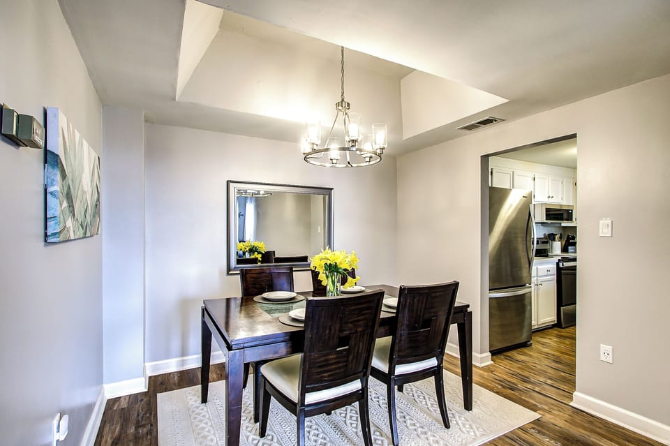 Comfortable and spacious seating in dining room