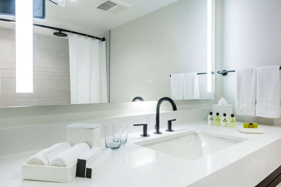 Refresh at the sleek vanity with spa-soft towels.