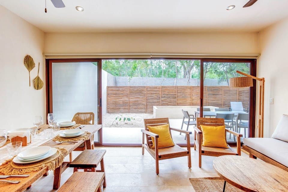 Dining at home with a peaceful nature view