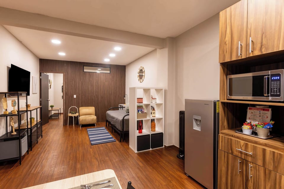Open-plan kitchen, dining and living area
