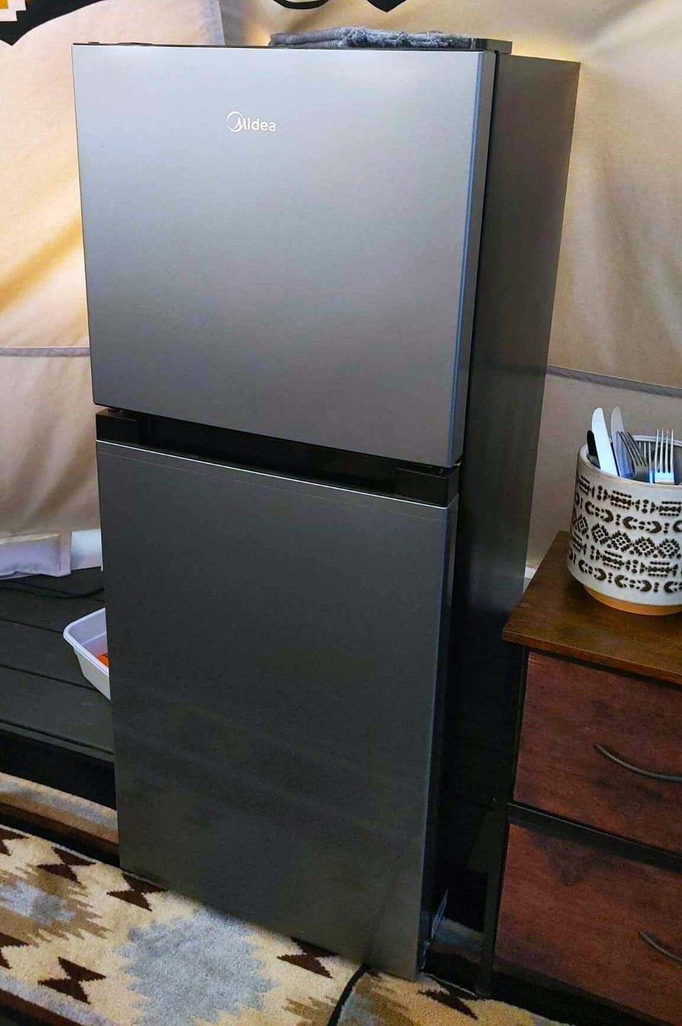 Mini-fridge and Microwave. 