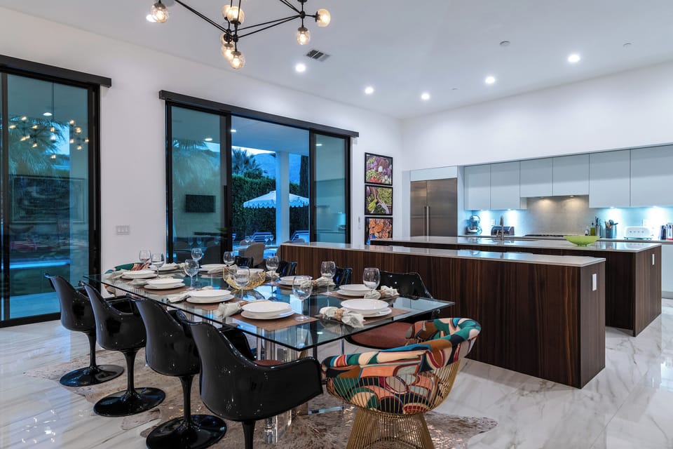 Dining Room & Kitchen at Twilight