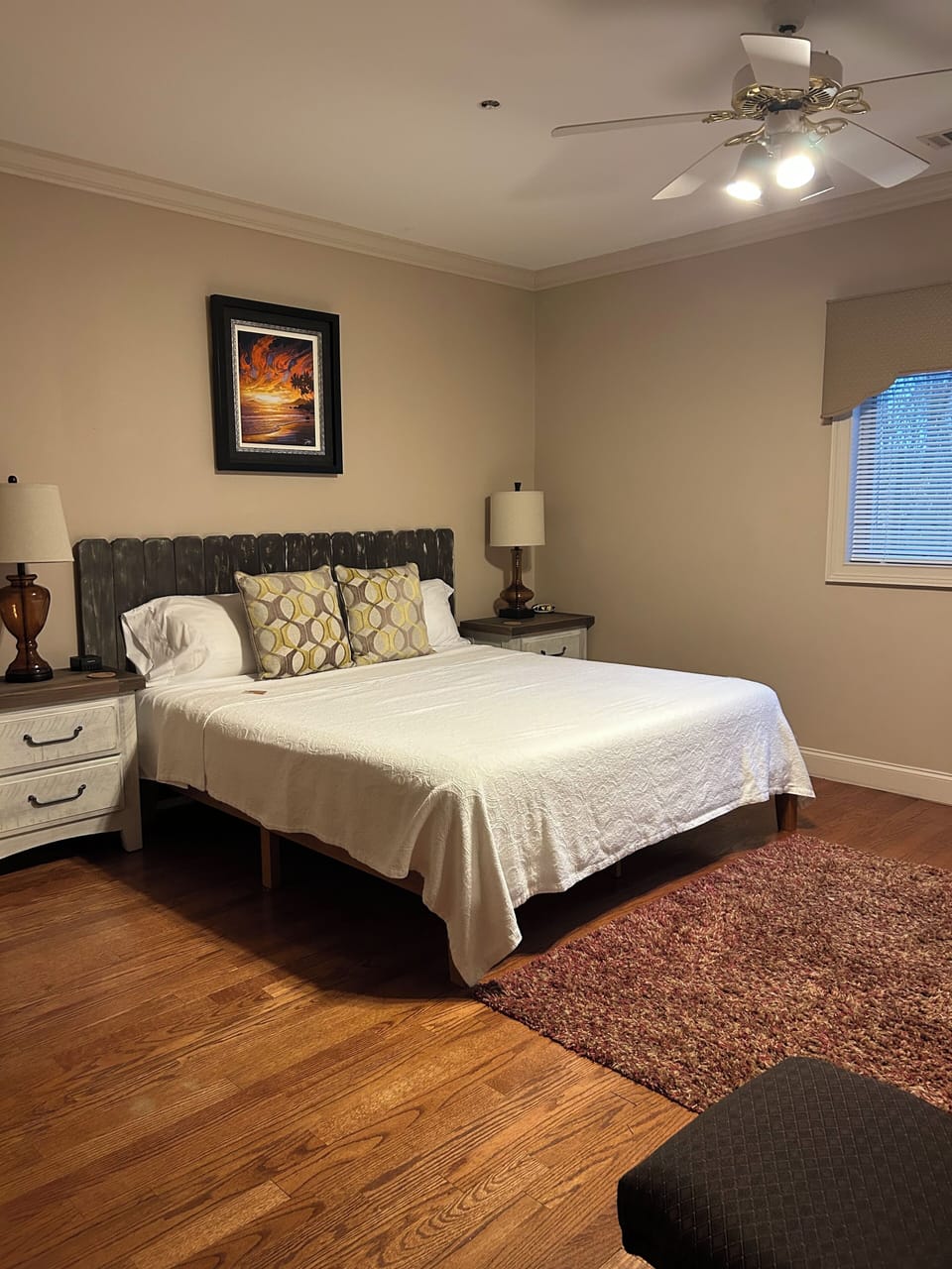 Tempur-pedic mattress. Extra blankets and pillows, and a box-fan in closet. 