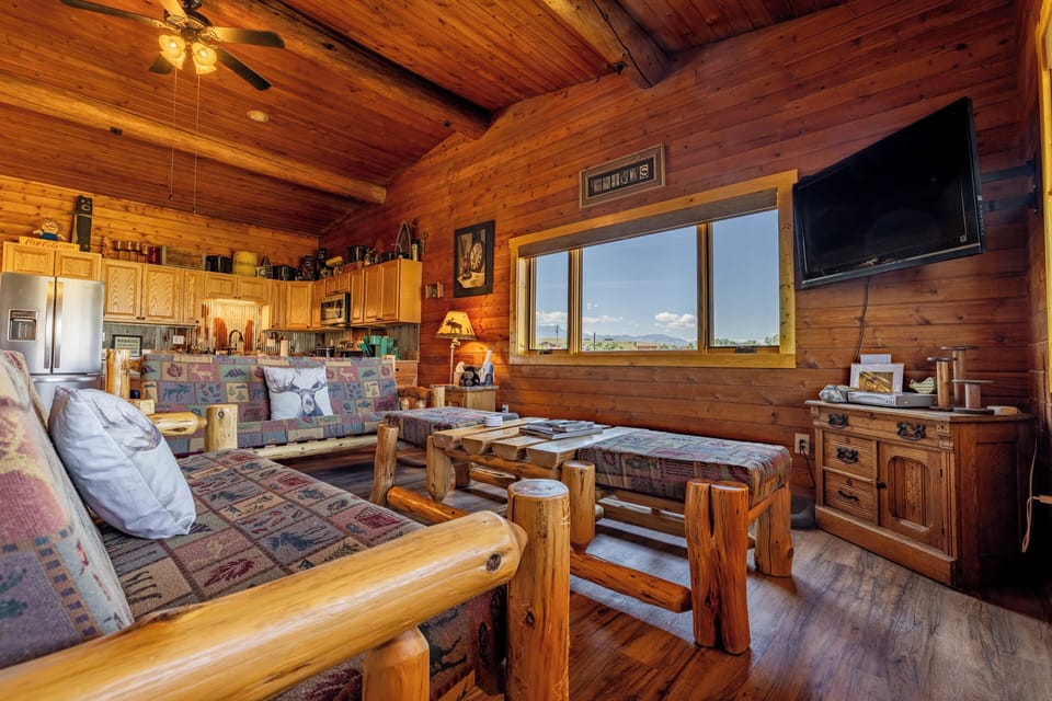 Open living, kitchen and dining area