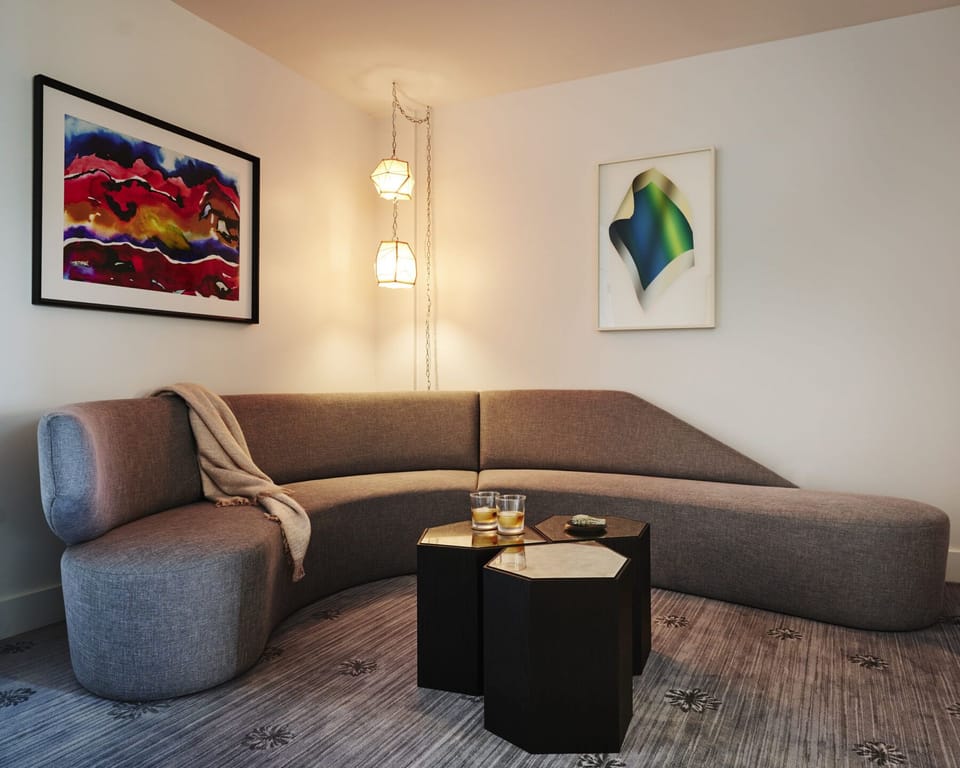 Cozy up with evening cocktails in a softly lit lounge.