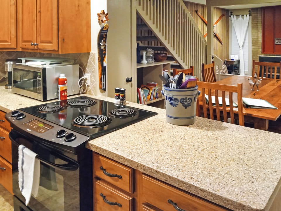 Full stove, oven, microwave, full fridge, dishwasher, Keurig, drip coffee maker