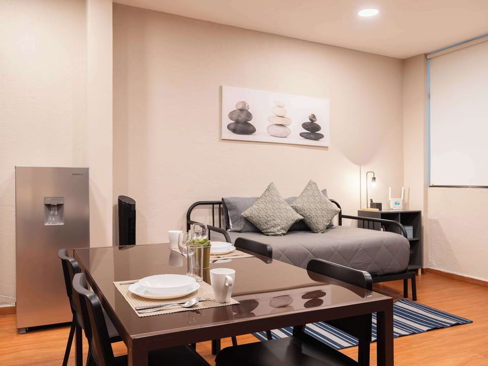 Open-plan kitchen, dining and living area