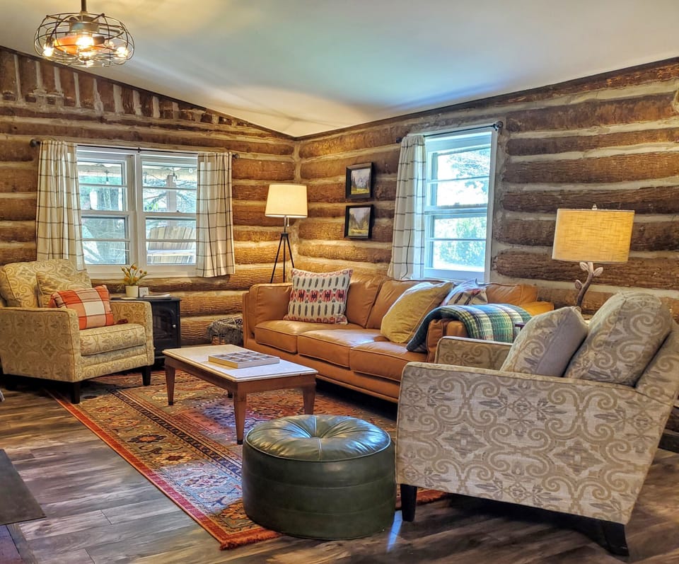 A cozy spot to unwind - sip something warm by the crackling wood stove.