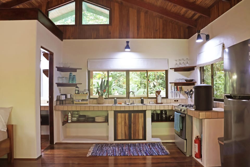 Spacious kitchen has everything you need to cook if you desire.