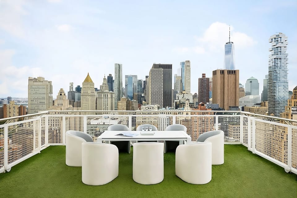 Gather for alfresco meals with sweeping city views.
