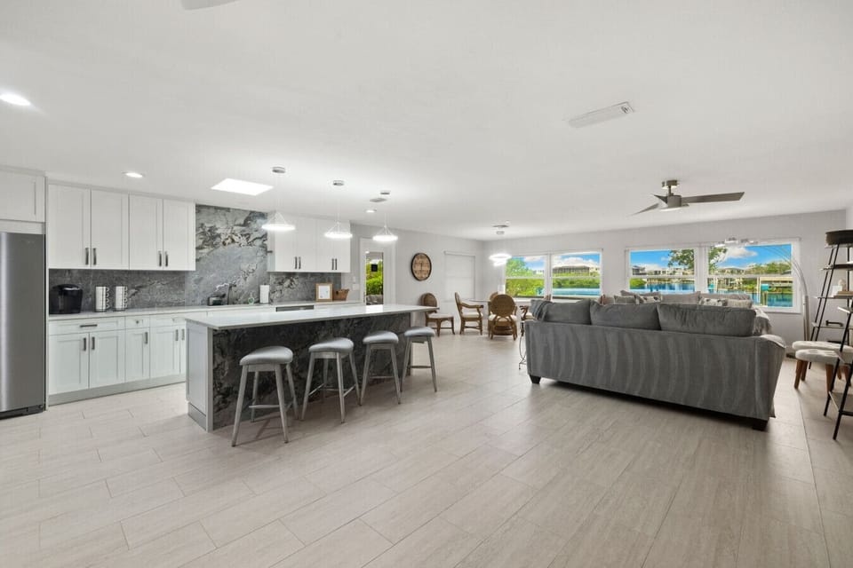 Spacious open-concept kitchen and living area made for gathering