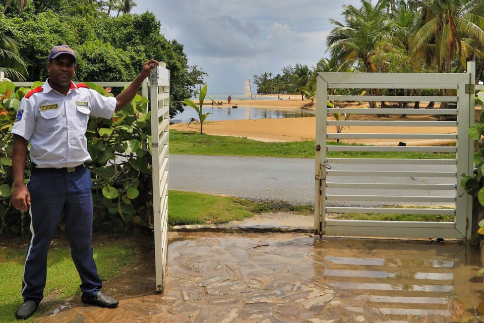 Guard at gated entry