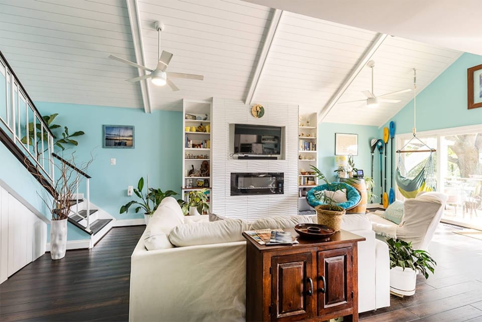 Spread out around the living room.