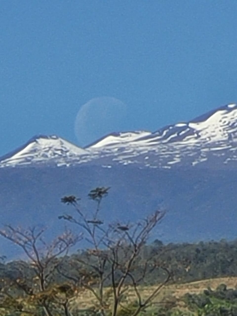 Setting moon over Mauan Kea.  Picture taken from the Tower.
