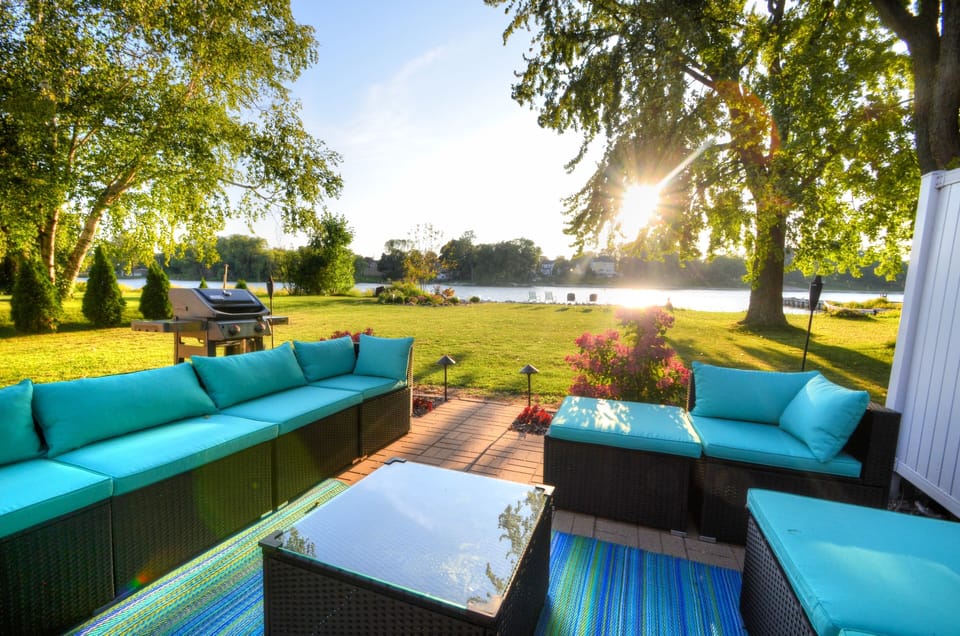 Great patio overlooking the water.  