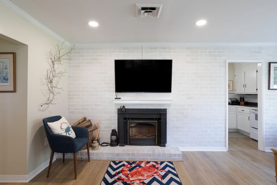 Wood burning fireplace available in winter months. 