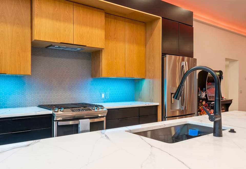 [Kitchen] On Top of it's Stainless Steel Appliances, the Kitchen is also Fully Equipped with a Blender, Toaster, Oven, Stove, Crockpot, and Much More.