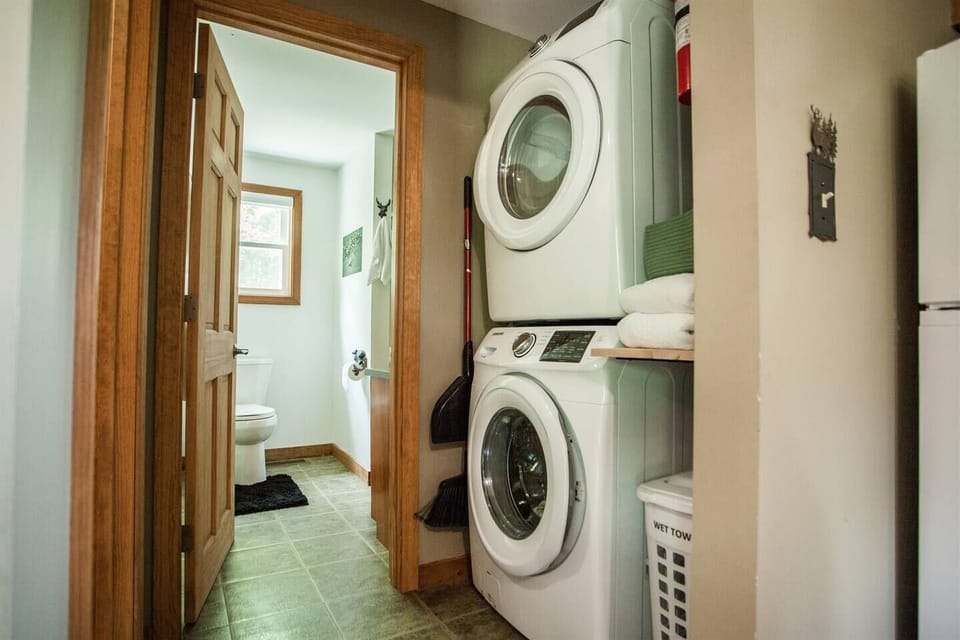 Washer and dryer, stocked with detergent