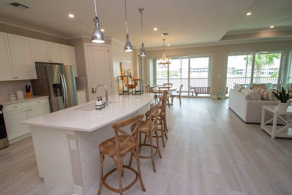 main living area with kitchen and living room