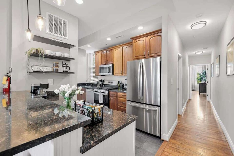 They say the kitchen is the heart of the home... This heart is outfitted with brand new, top-of-the-line stainless steel GE appliances ♡