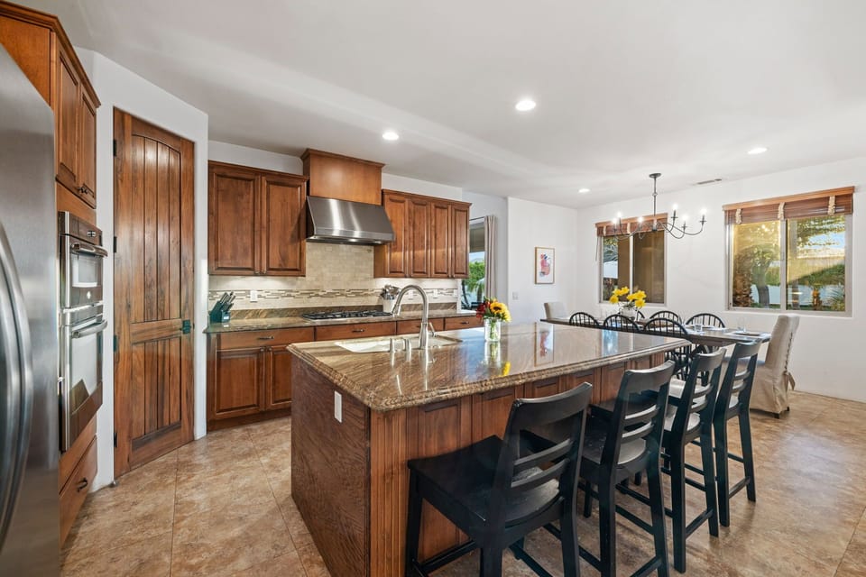 Gourmet stocked kitchen for family dinners 