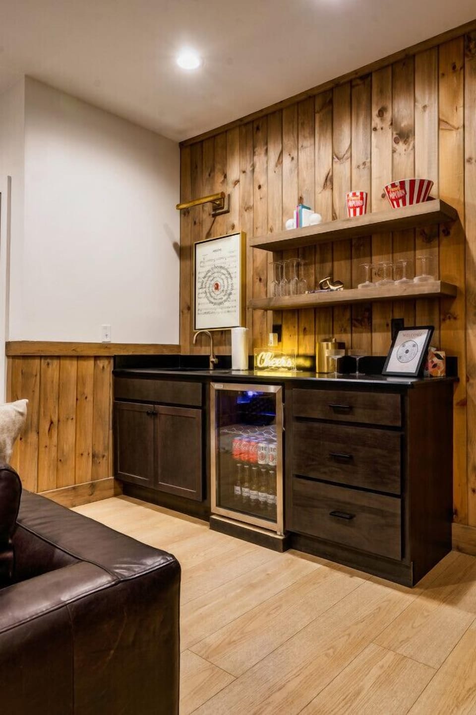 Bar with a mini fridge for convenience!