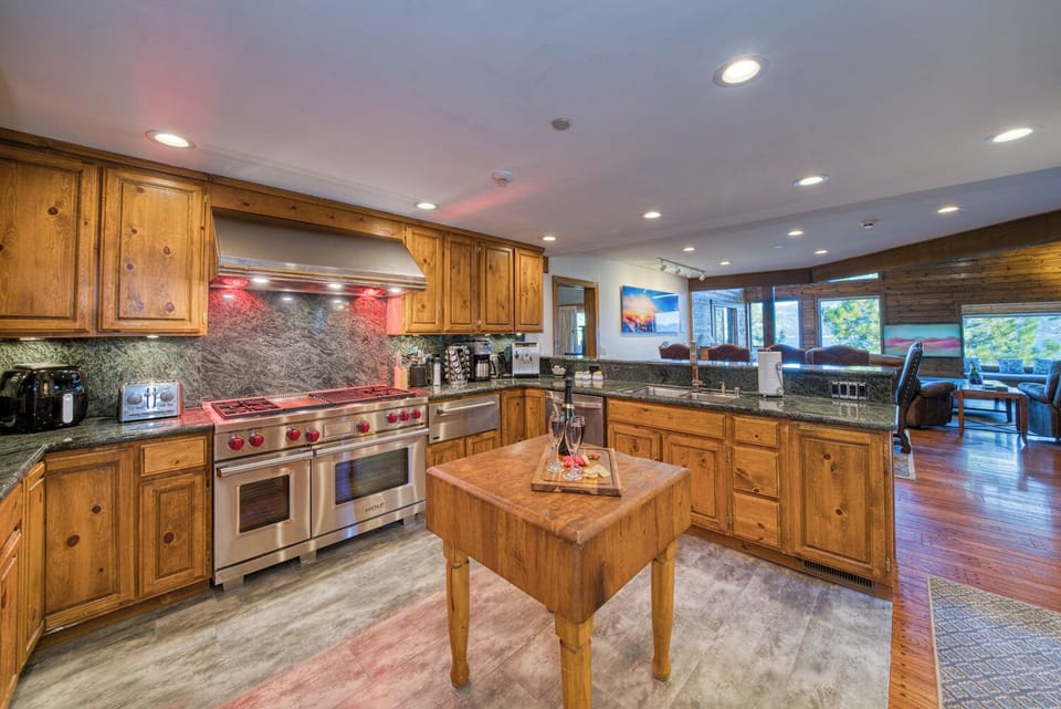You can even see the lake while you cook your meal for the whole crew.