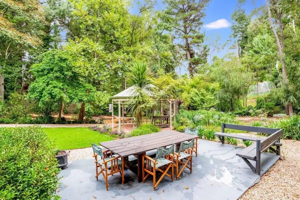 One of the three outdoor dining areas