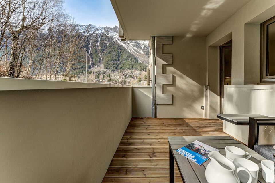 Views towards the Brevent ski area from the terrace