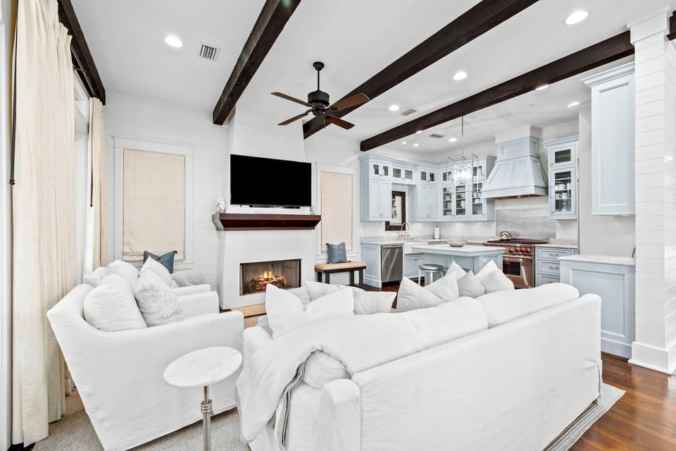 Smart TV available in the living room (fireplace is decorative)