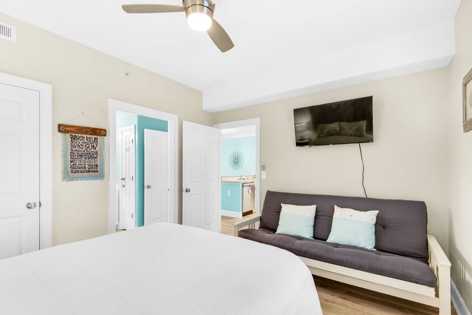 Guest bedroom with flat screen