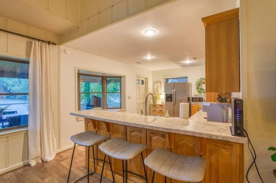 Fully stocked kitchen.