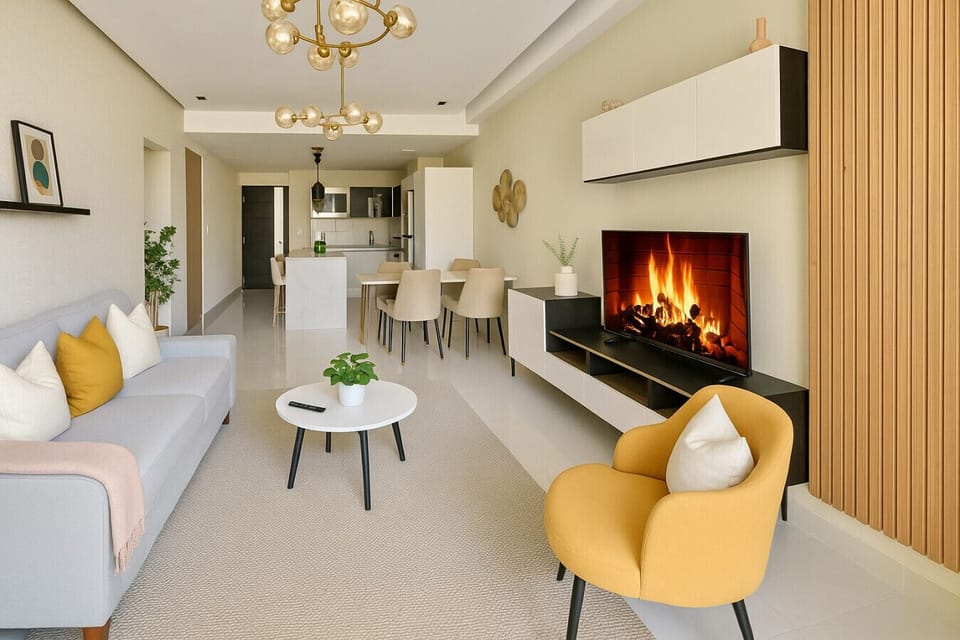 Stylish open-concept living room