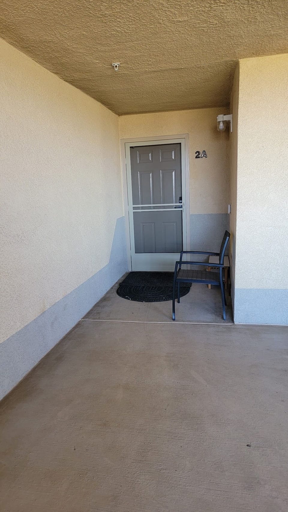 The front door of the unit is wide enough for wheel chair use
