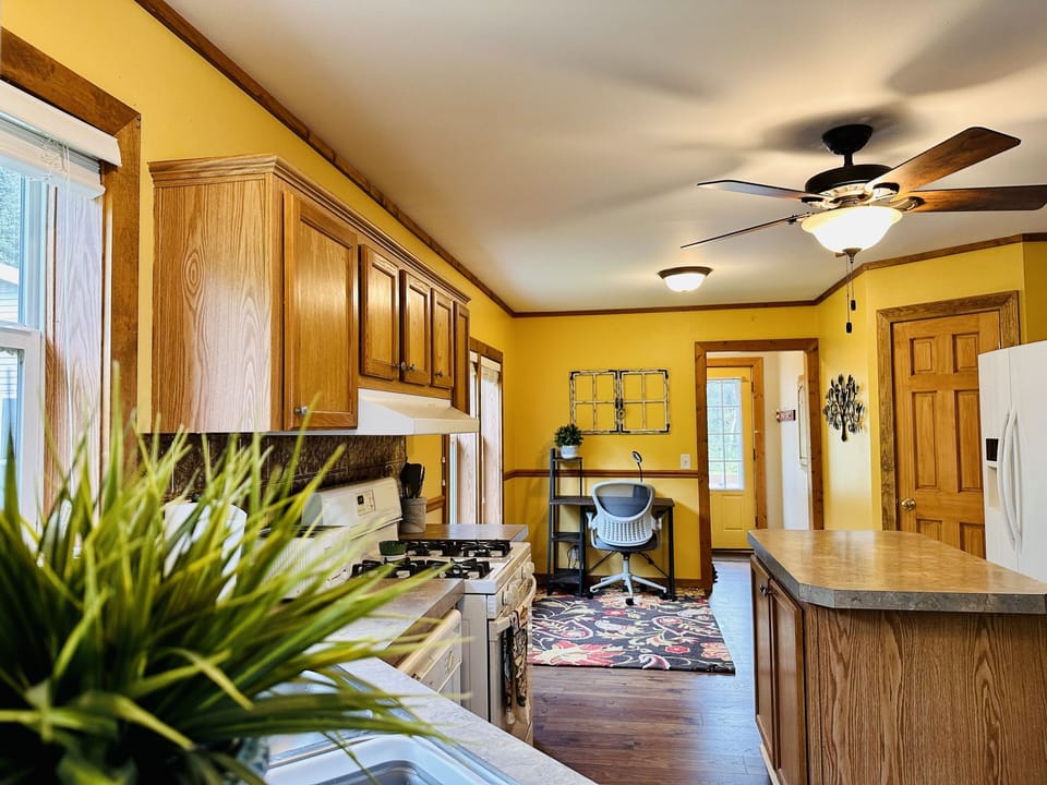 View of kitchen from the dining area