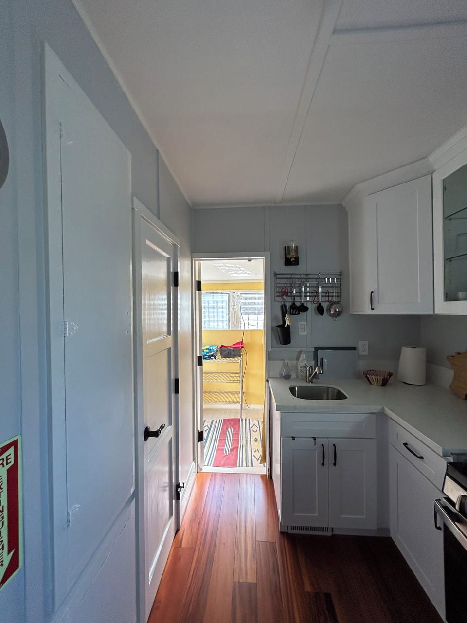 View into kitchen from living room