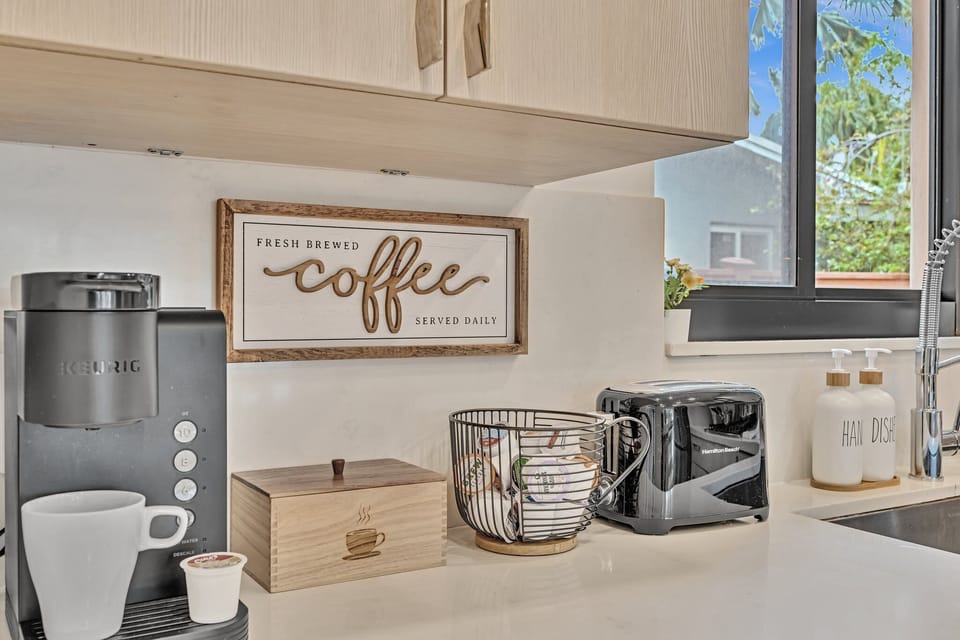 Complimentary coffee bar to start your mornings by the pool.