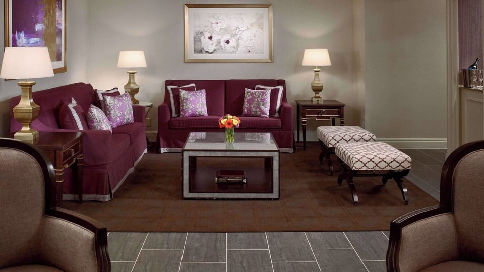 Settle into a cozy sitting area for evening conversation.