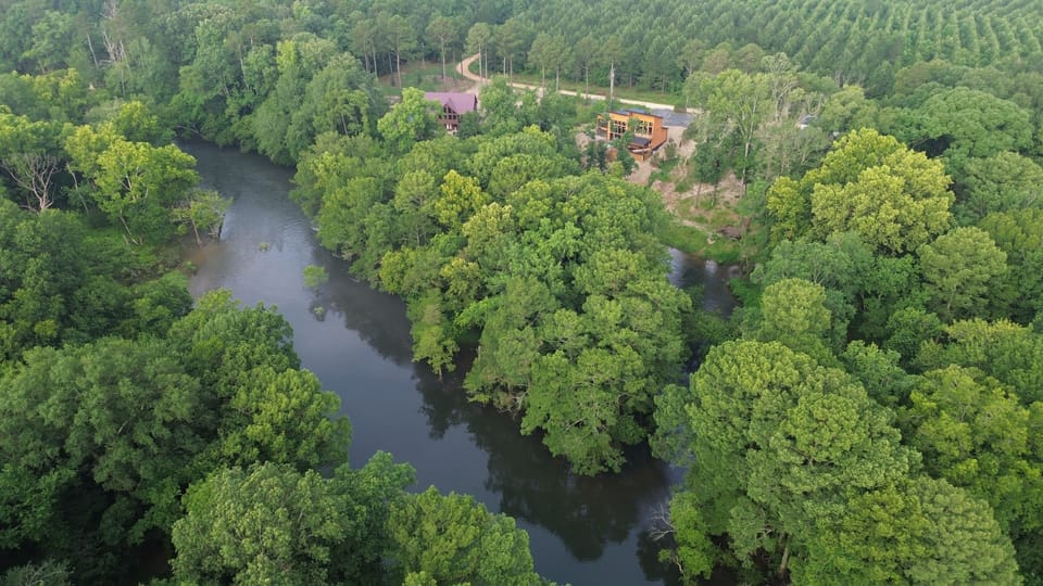 The Lower Mountain Fork River runs right behind the cabin.