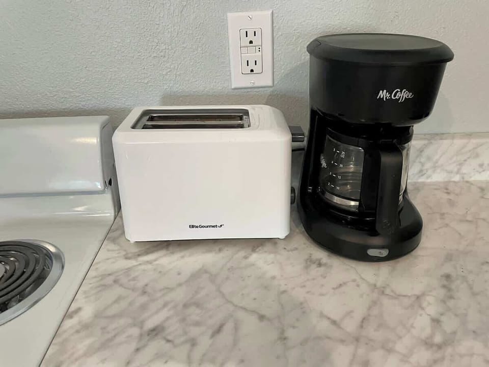 We provide drip & Keurig single coffee makers. Please BYOC.