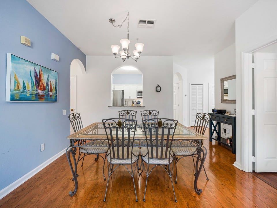 Spacious dining area for meals, games, and gathering together