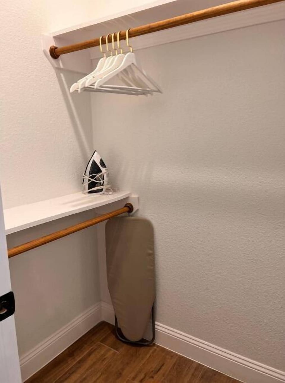 Walk In closet. Iron and board.  Perfect for extended stays.
