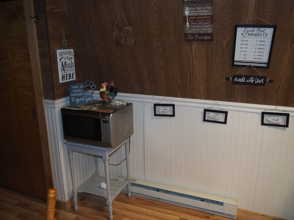 KITCHEN:  Full kitchen including sink, counter, cabinets, refrigerator, electric range and a good supply of cooking and dining utensils.