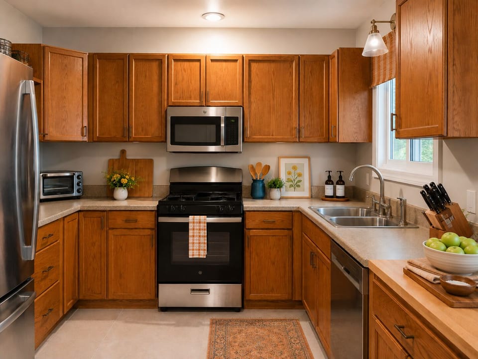 The fully-stocked kitchen is equipped with a dishwasher, toaster oven, blender, crock pot, and hybrid coffee pot which brews a full pot for the group or just one cup using your favorite Keurig flavor you brought from home.