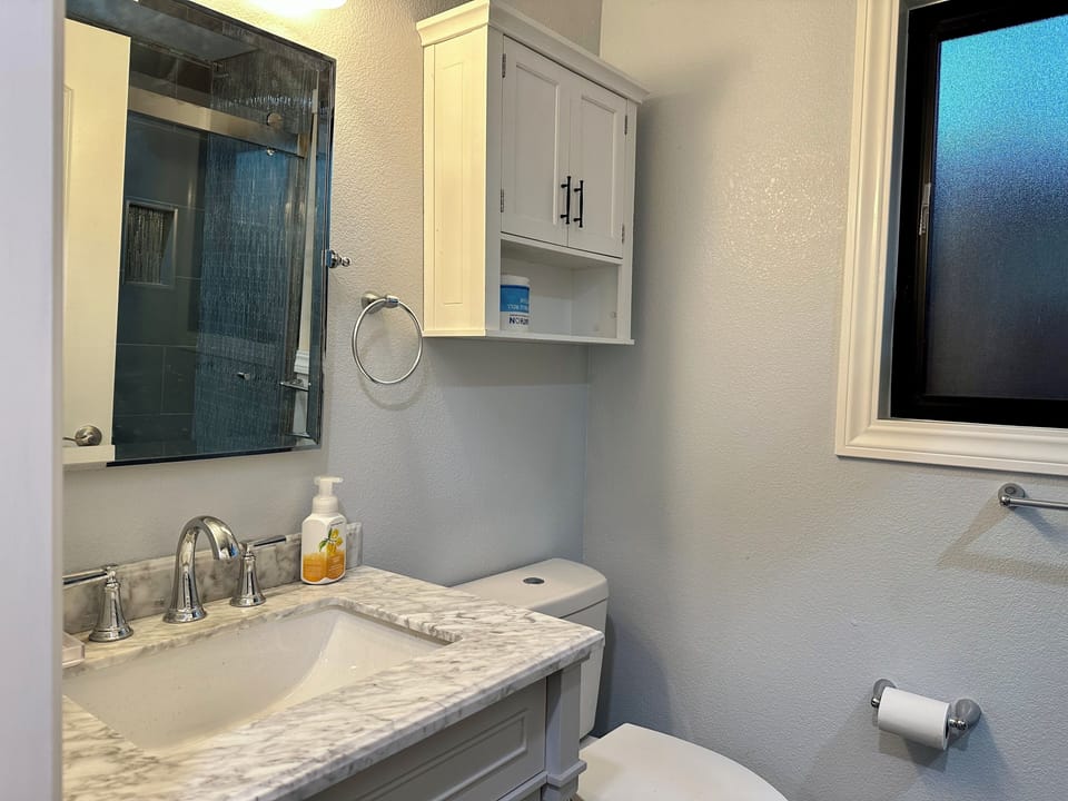 Bathroom with stall shower