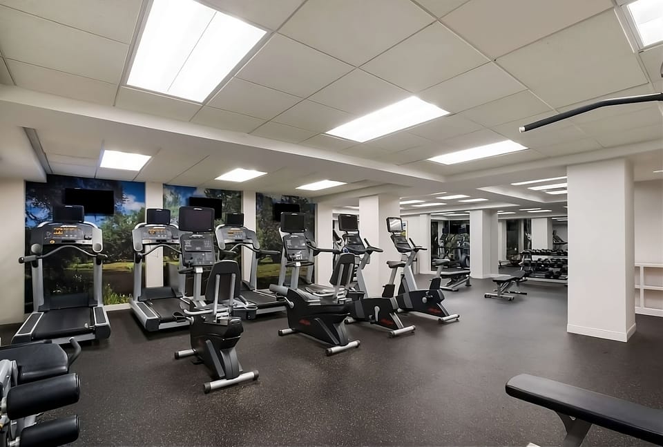 Power through workouts with modern equipment and plenty of room.