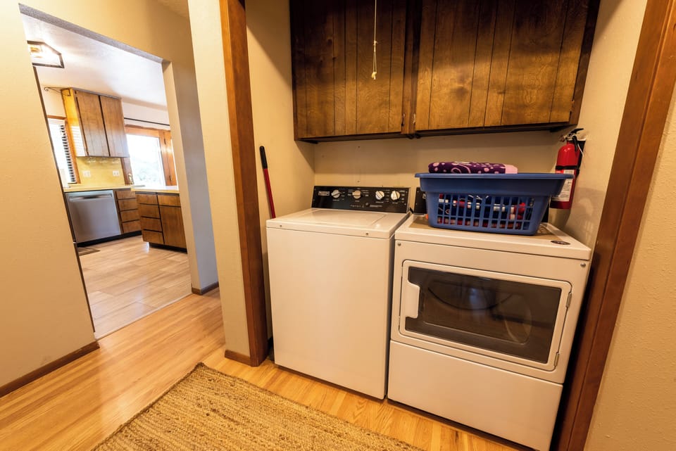 New large capacity washer and dryer. Laundry detergent is included.