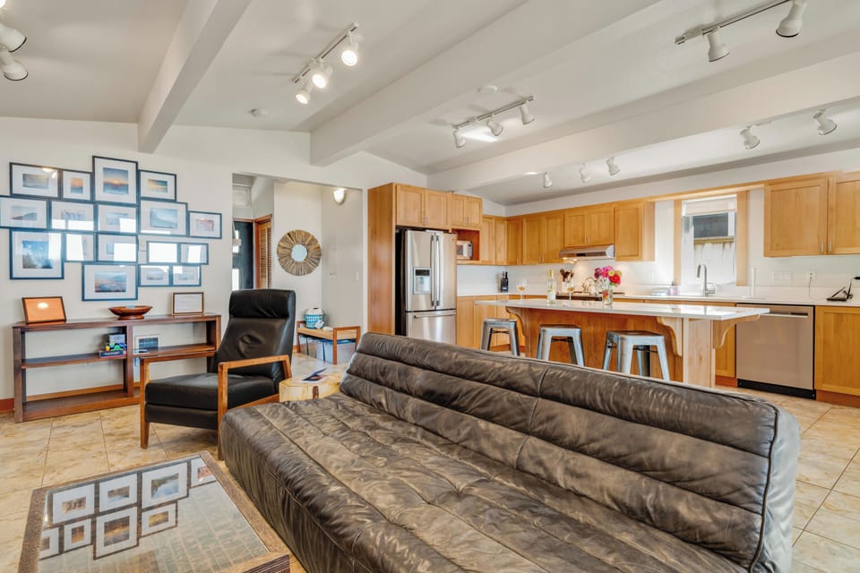 comfortable leather couch suitable for a sleep area