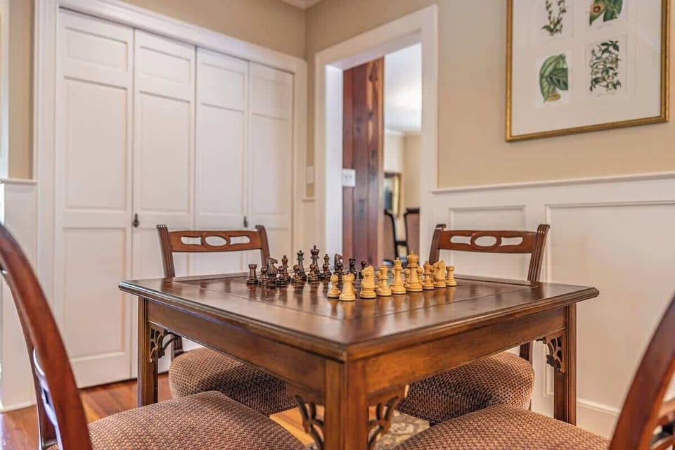 Strategize with a game of chess or checkers in our game room