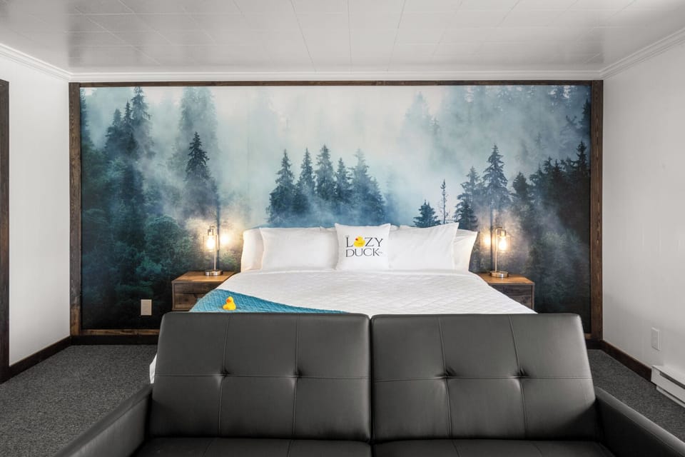 King size bed with futon couch